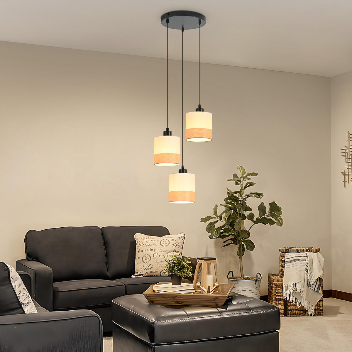 PENDELLEUCHTE Seraphina 25/25/120 cm - Weiß, Kunststoff/Metall (25/25/120cm) - ZMH