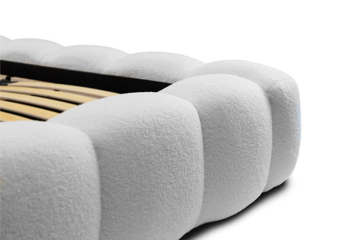 POLSTERBETT boucle BIZU 140x200 Weiß - Weiß, Holzwerkstoff (140/200cm) - Compleo24