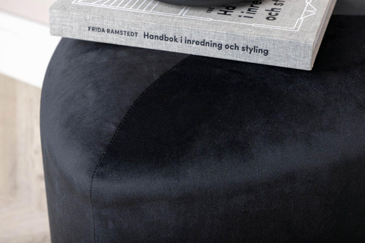 POUF Velour schwarz - Schwarz, Holzwerkstoff (46/41/46cm) - ebuy24