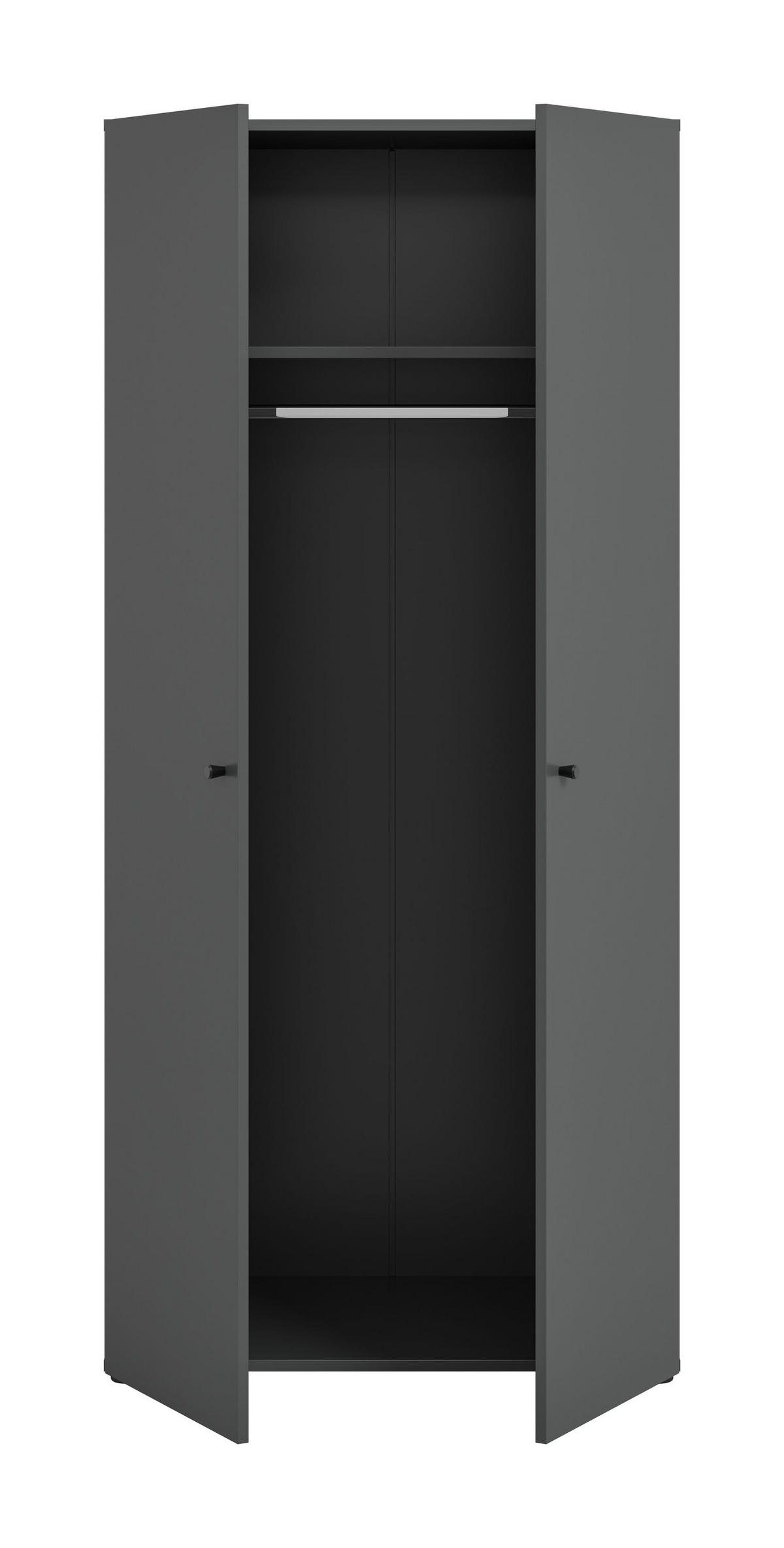 KLEIDERSCHRANK 2-türig Arbor (B/H/T: ca. 80/176/51 cm) in anthrazit/anthrazit - Anthrazit, Holzwerkstoff (80/176/51cm)