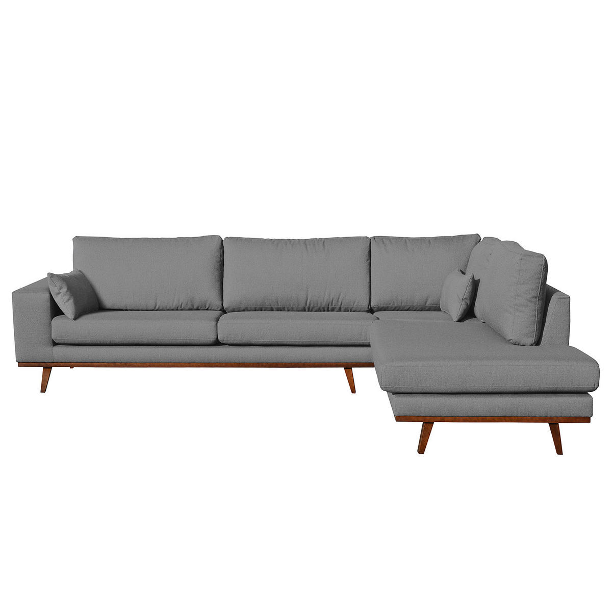 ECKSOFA mit Ottomane - Braun/Grau, Holz/Textil (287/219cm) - home24