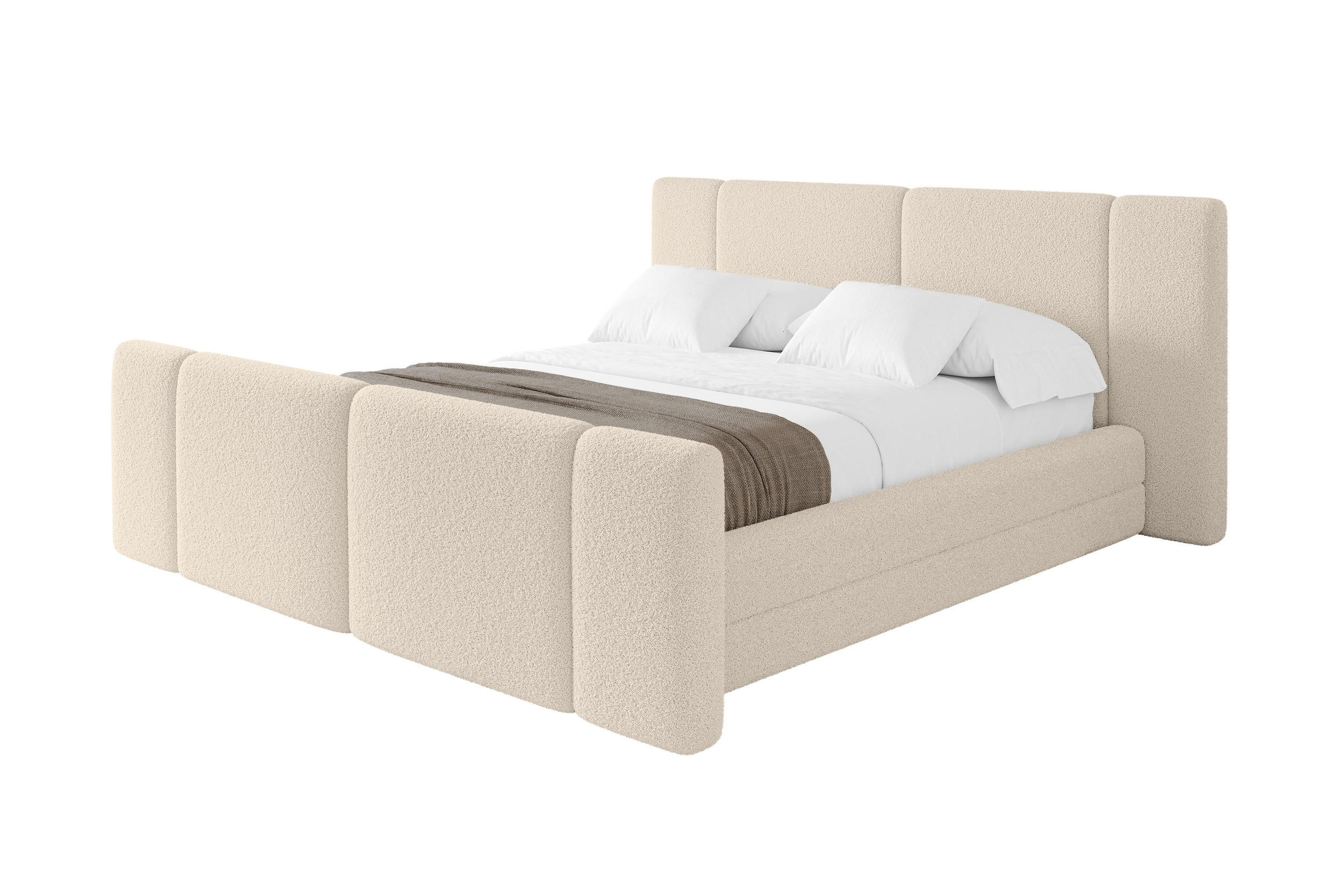 POLSTERBETT mit Bettkasten, Fußteil und Lattenrost, Bett mit Matratze H3/H4 - TEVO-Z 140x200 Dunkelbeige - Cappuccino, Holzwerkstoff/Textil (140/200cm) - ALTDECOR