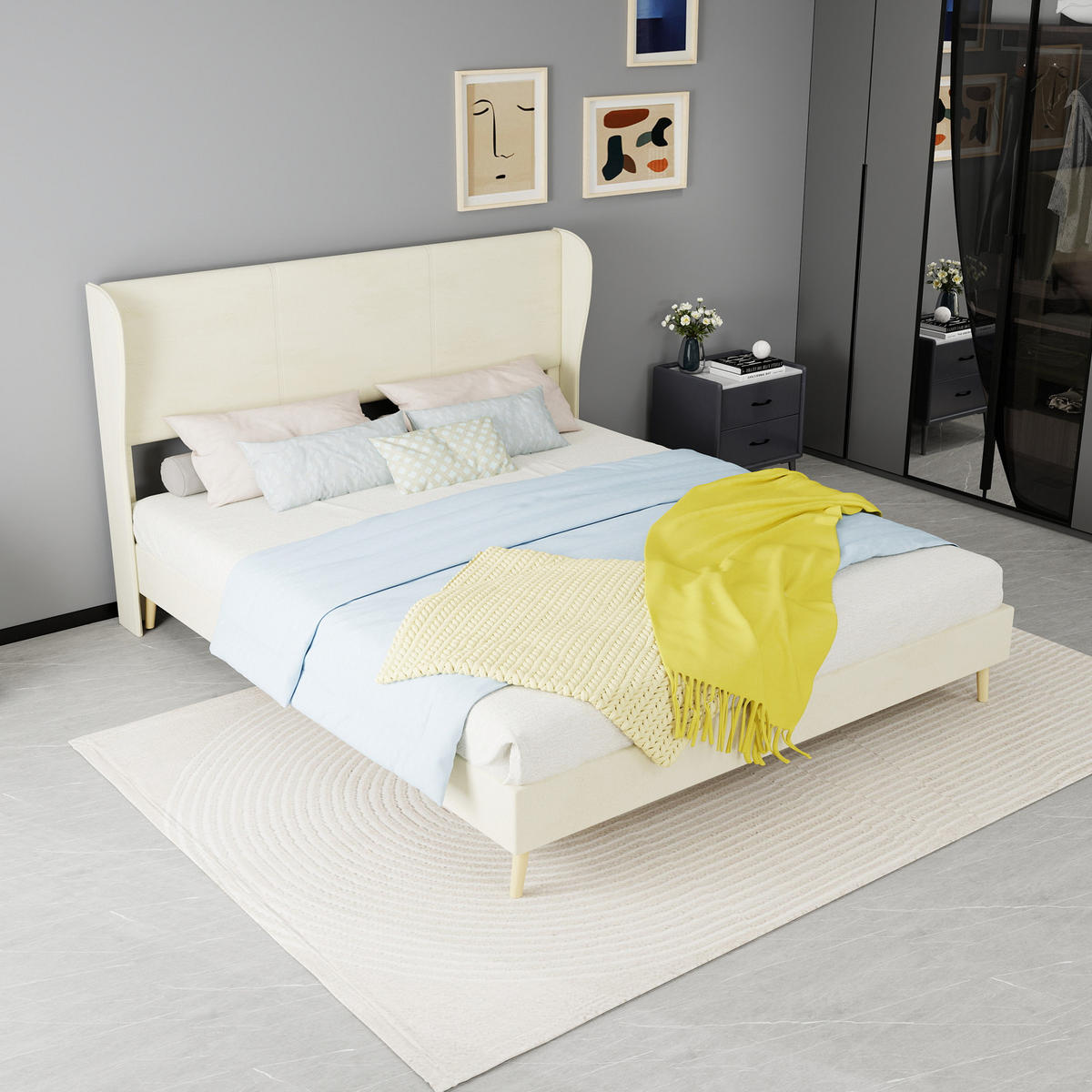 POLSTERBETT 160/200 cm DE-32997 mit Kopfteil und Matratze Beige - Beige, Metall (160/200cm) - ComfortXL