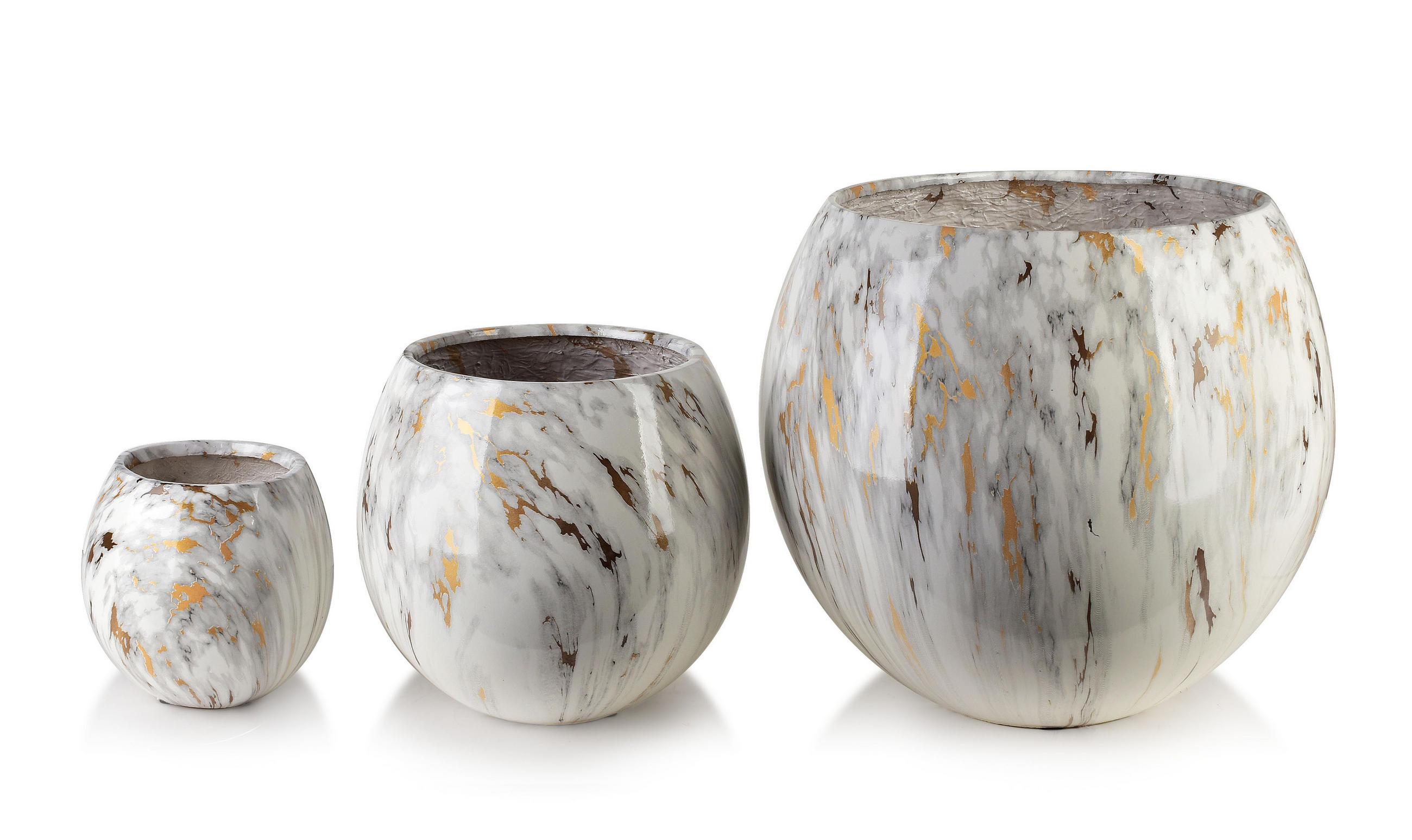 BLUMENTOPF Neva 3er Set Weiß 42.5/42.5/42.5 cm Keramik - Weiß, Keramik (42.5/39/42.5cm) - Mondex