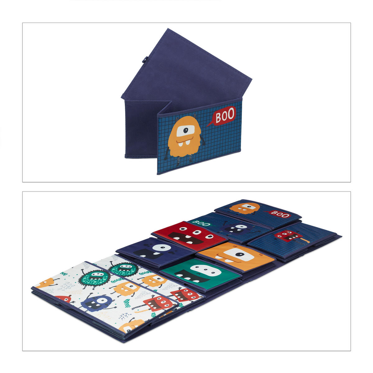 KINDERREGAL - Multicolor, Holzwerkstoff/Textil (92.5/70/30cm) - Relaxdays