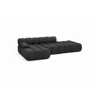 ECKSOFA L-Form Modular Mit Hocker, Bouclé-Stoff Abriamo, Graphit, Links, Selia - Graphitfarben, Holz (285/160cm) - Kaiser Möbel