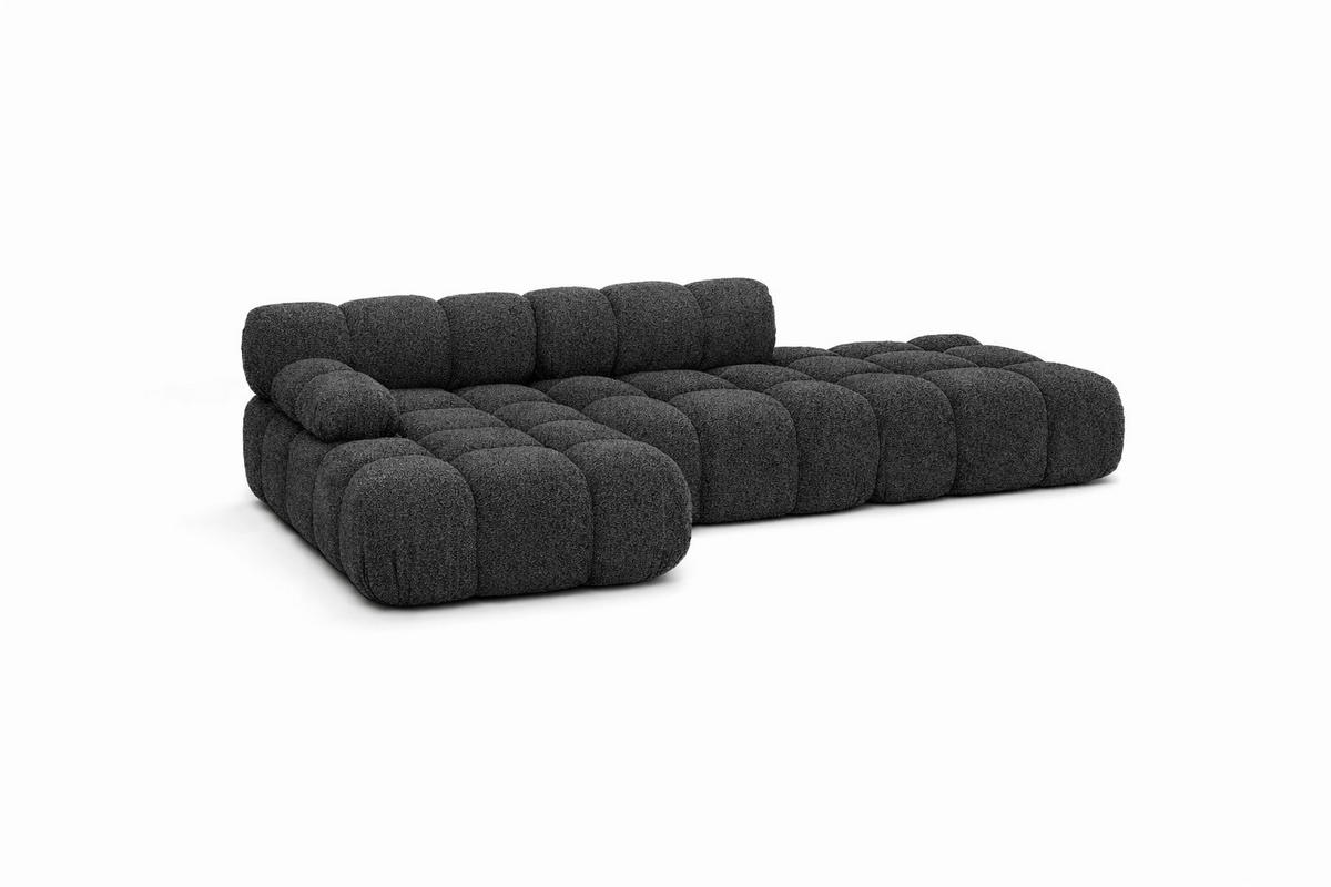 ECKSOFA L-Form Modular Mit Hocker, Bouclé-Stoff Abriamo, Graphit, Links, Selia - Graphitfarben, Holz (285/160cm) - Kaiser Möbel