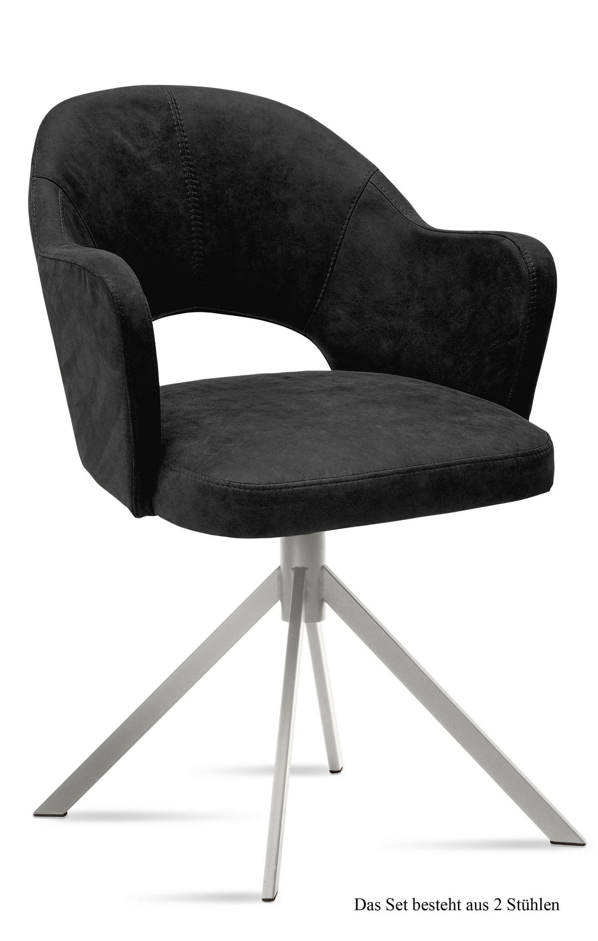 ARMLEHNSTUHL (2er-Set) Dorris 59x87x61 Edelstahl/Anthrazit - Edelstahlfarben/Anthrazit, Kunststoff (61/87/59cm) - 58aufmkessel