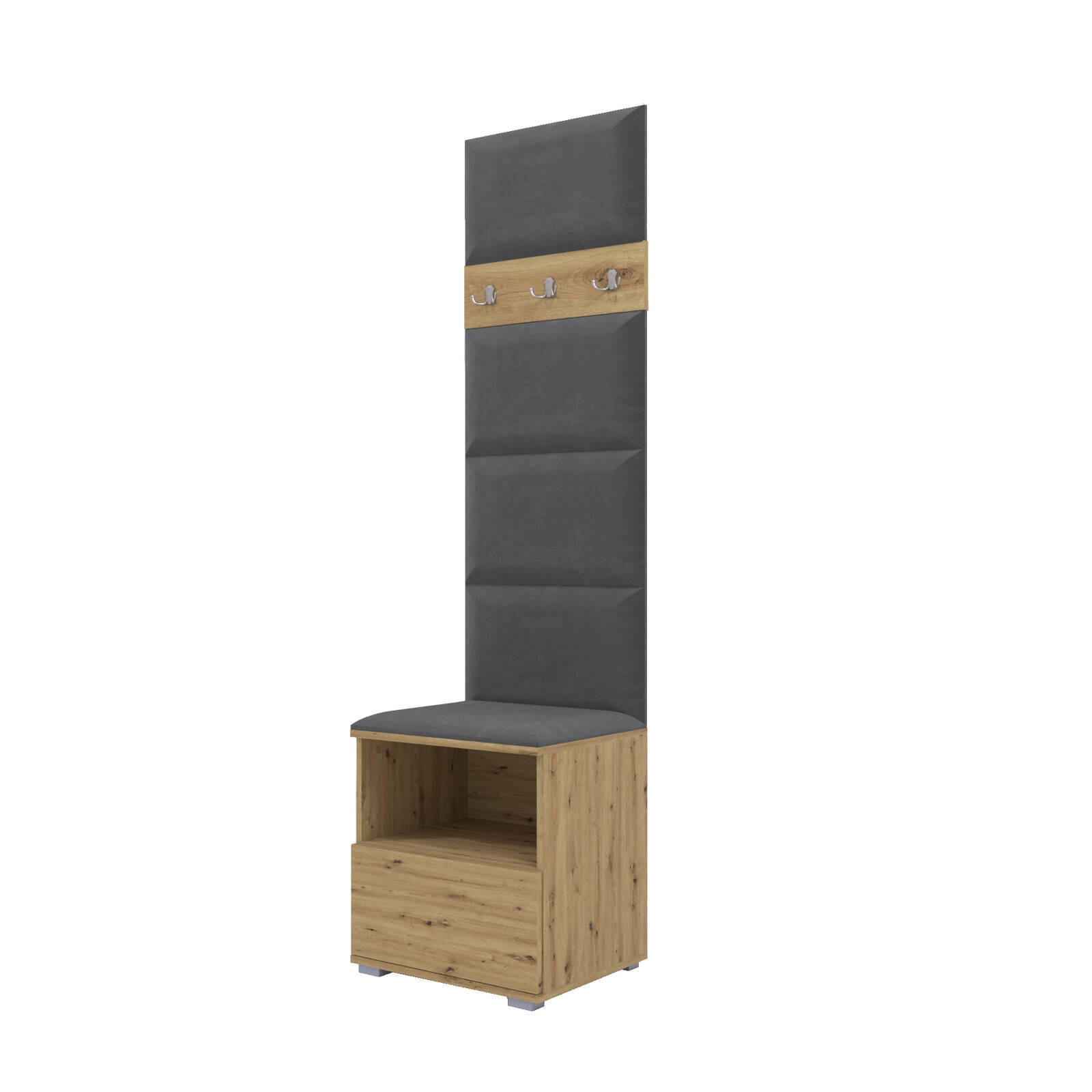 XXXLutz Garderoben-Set Eiche Artisan, Dunkelgrau 50x187x40 cm