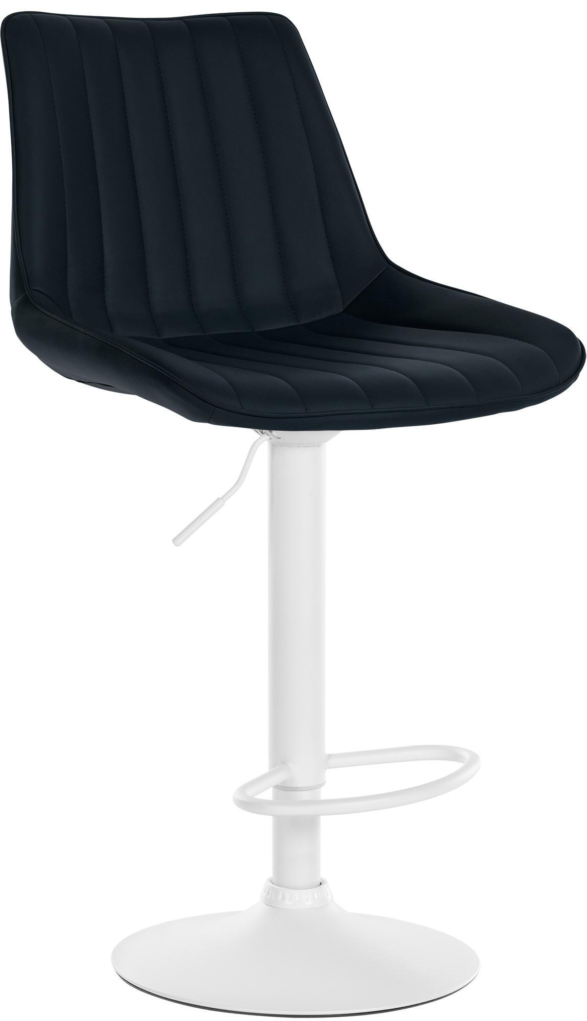 BARHOCKER RIO Schwarz Kunstleder Weiß - Schwarz, Leder/Metall (49.5/91/50cm) - DELUKE