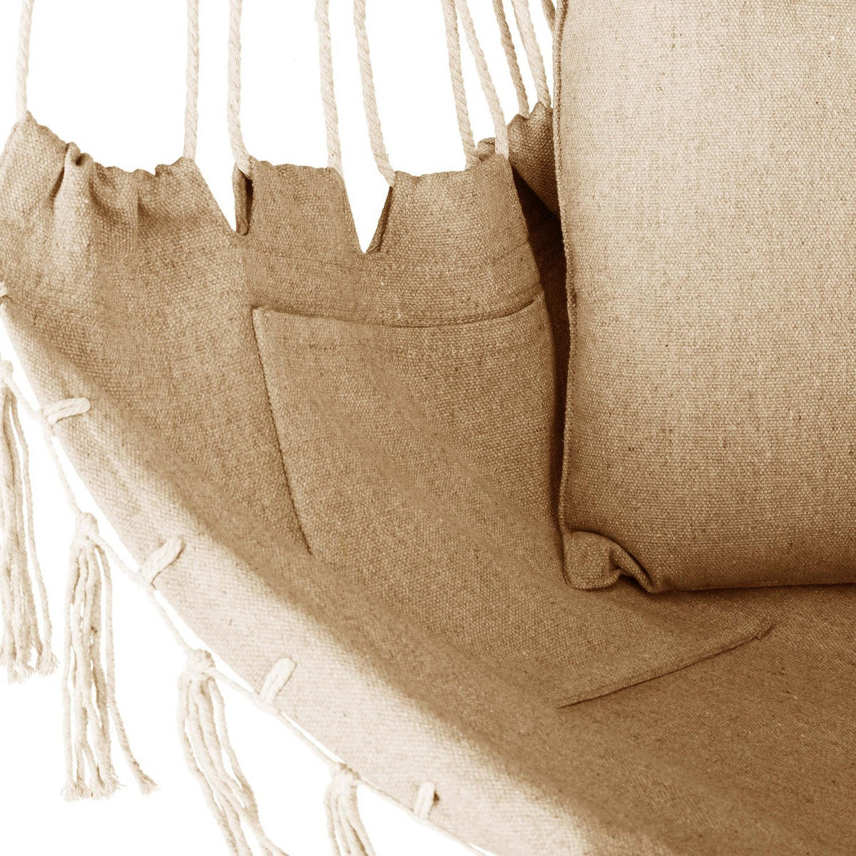 HÄNGESESSEL mit 3 Kissen 75/100/130 cm, bis 140 kg - Honig, Textil (100/130/75cm) - Outtec