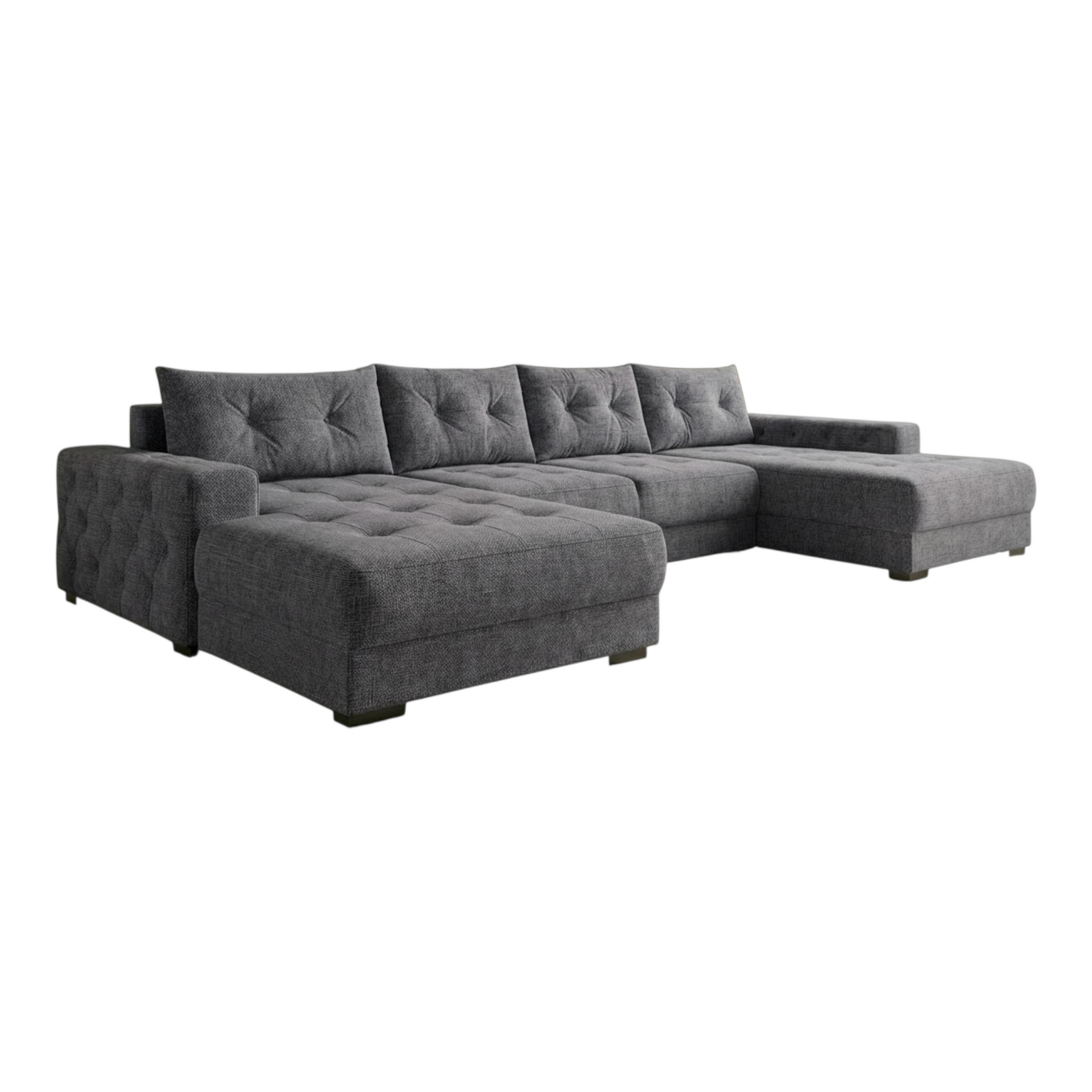 ECKSOFA MODENA 320 cm x 185 cm – Stoff: SAWANA Pfeffer 5 Farbe: Dunkelgrau - Dunkelgrau, Textil (320/185cm) - A&J MöbelLand