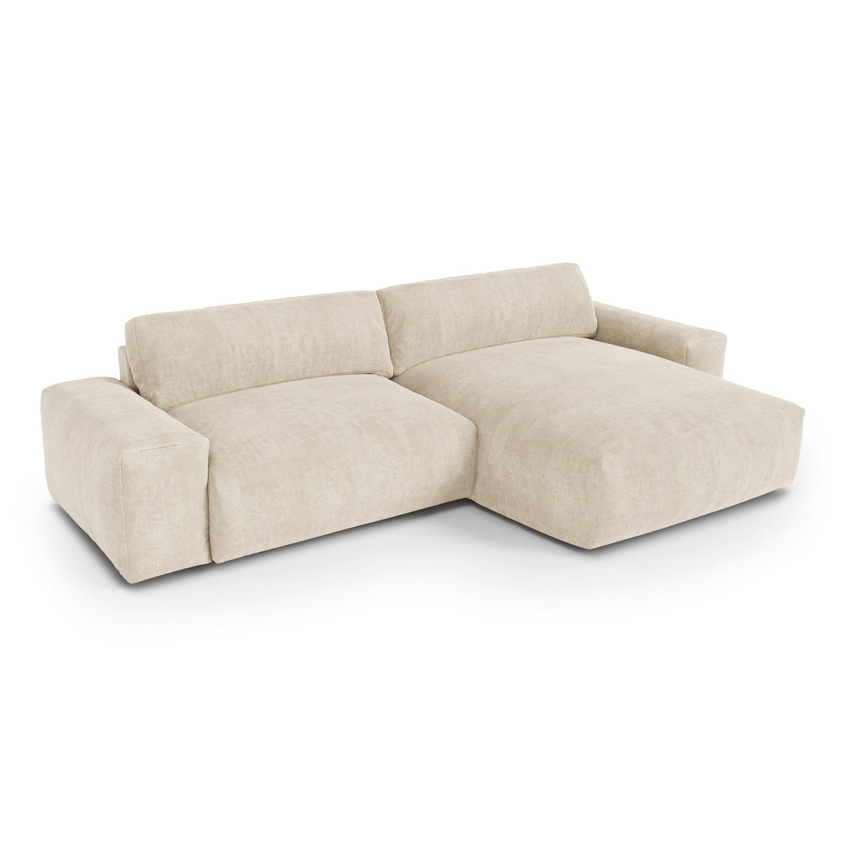 ECKSOFA RECHTS Samt Creme 310cm - Creme, Textil (310/174cm) - Sia Home
