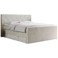 BOXSPRINGBETT KING EIGAR 200/200 Beige Velvet - H3 - Beige, Holz/Textil (200/200cm) - MKS