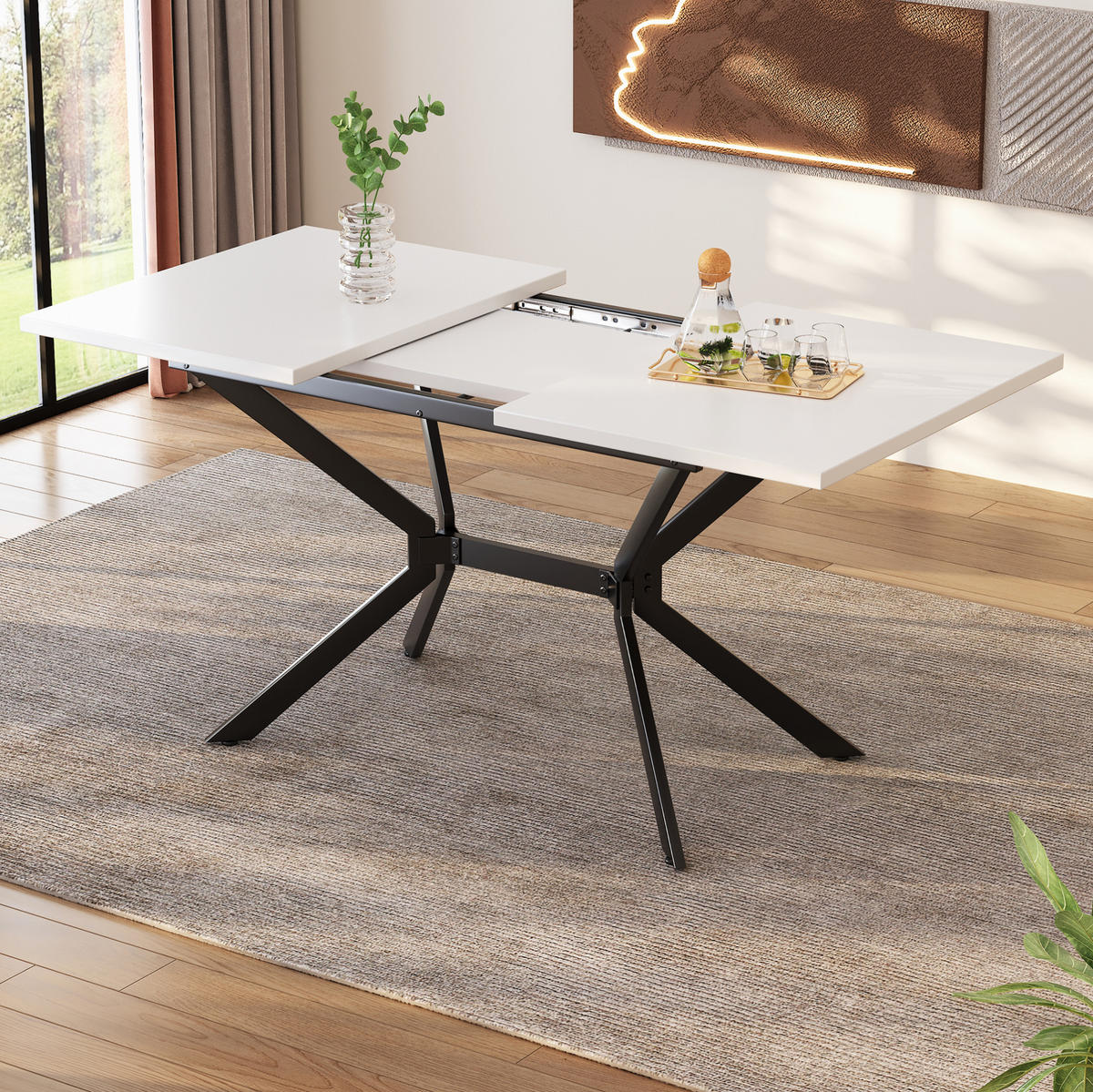 ESSTISCH 120/160/80 cm ausziehbar mit MDF-Tischplatte und Metallbeinen, Weiß - Weiß, Holzwerkstoff (160/75/80cm) - Redom