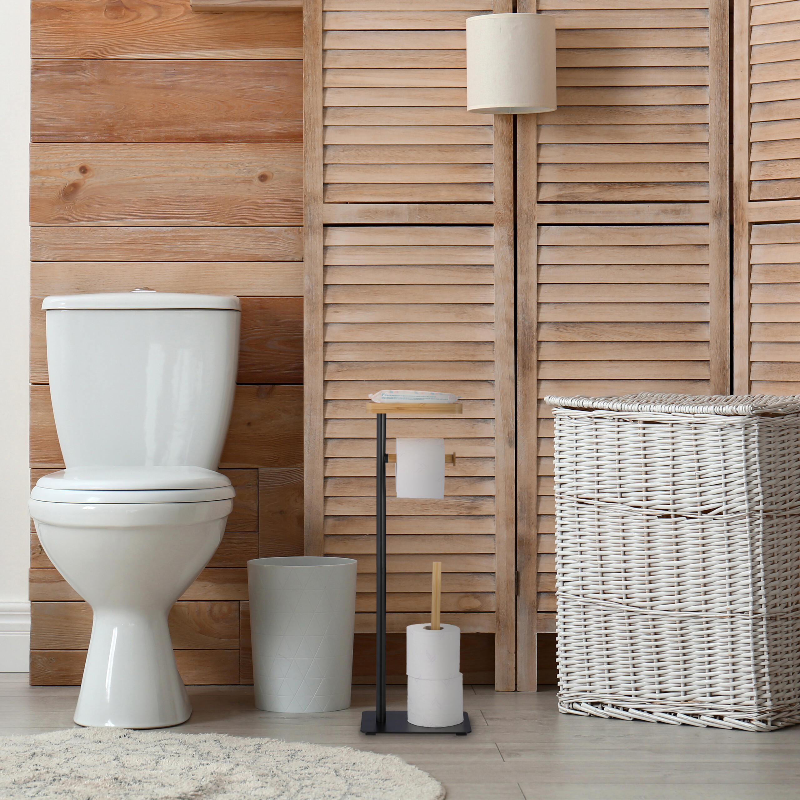 TOILETTENPAPIERHALTER - Schwarz, Holz/Kunststoff (22/65/18cm) - Relaxdays