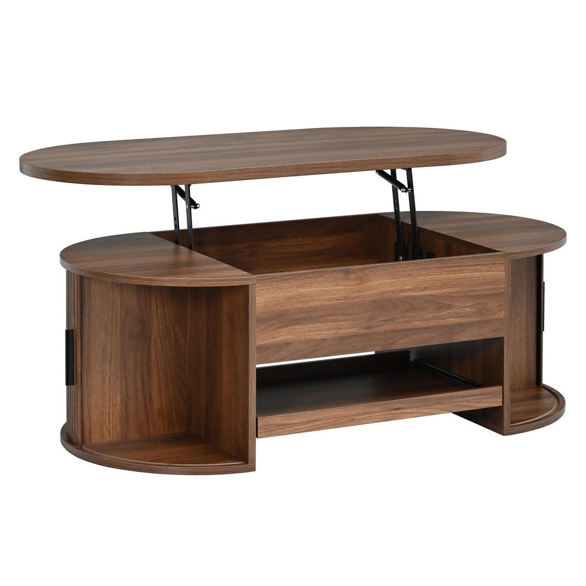 KLUB-STOLIĆ 110/55/55 cm, orah, s funkcijom podizanja i prostor za pohranu - boje oraha/zlatne boje, drvni materijal/metal (55/110/55cm) - CHICFURN