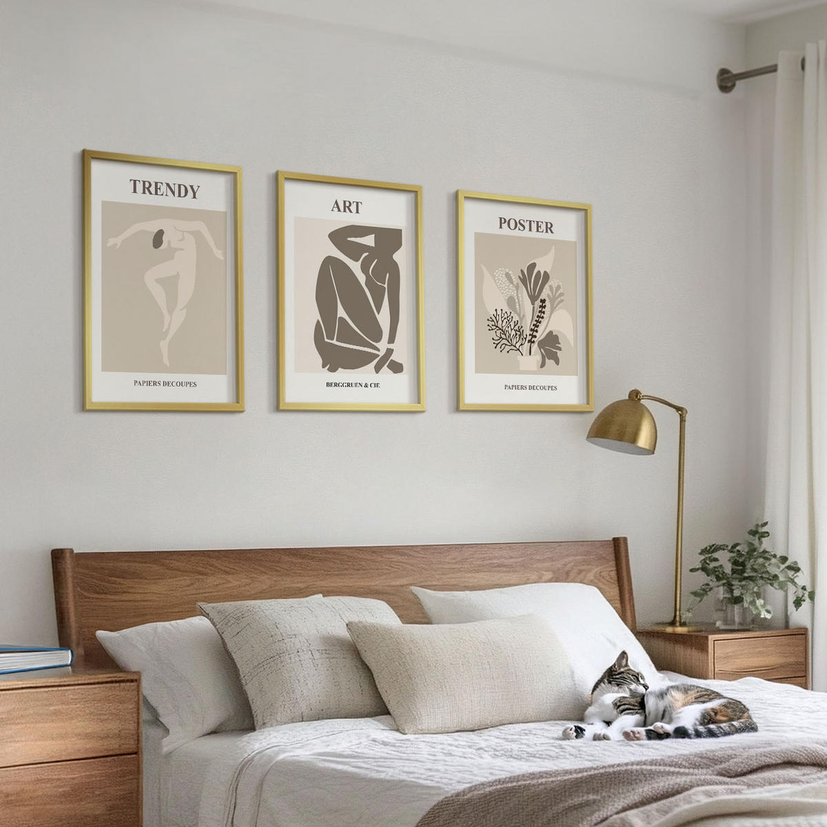 BILDER SET 3er Set - 40x60 cm Goldrahmen - Matisses Pflanzenfiguren - Goldfarben, Kunststoff (40/60cm) - TULUP