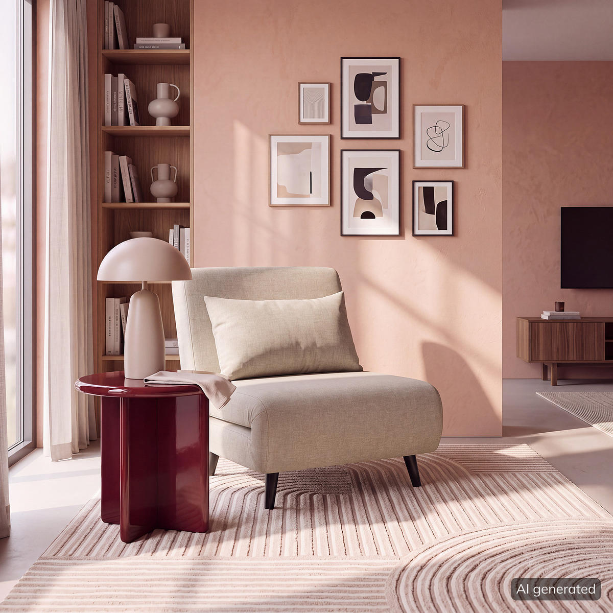 SCHLAFSESSEL - Textil / Teilmassivholz - Schwarz/Cappuccino, Holz/Buchenholz (77/81/90cm) - home24