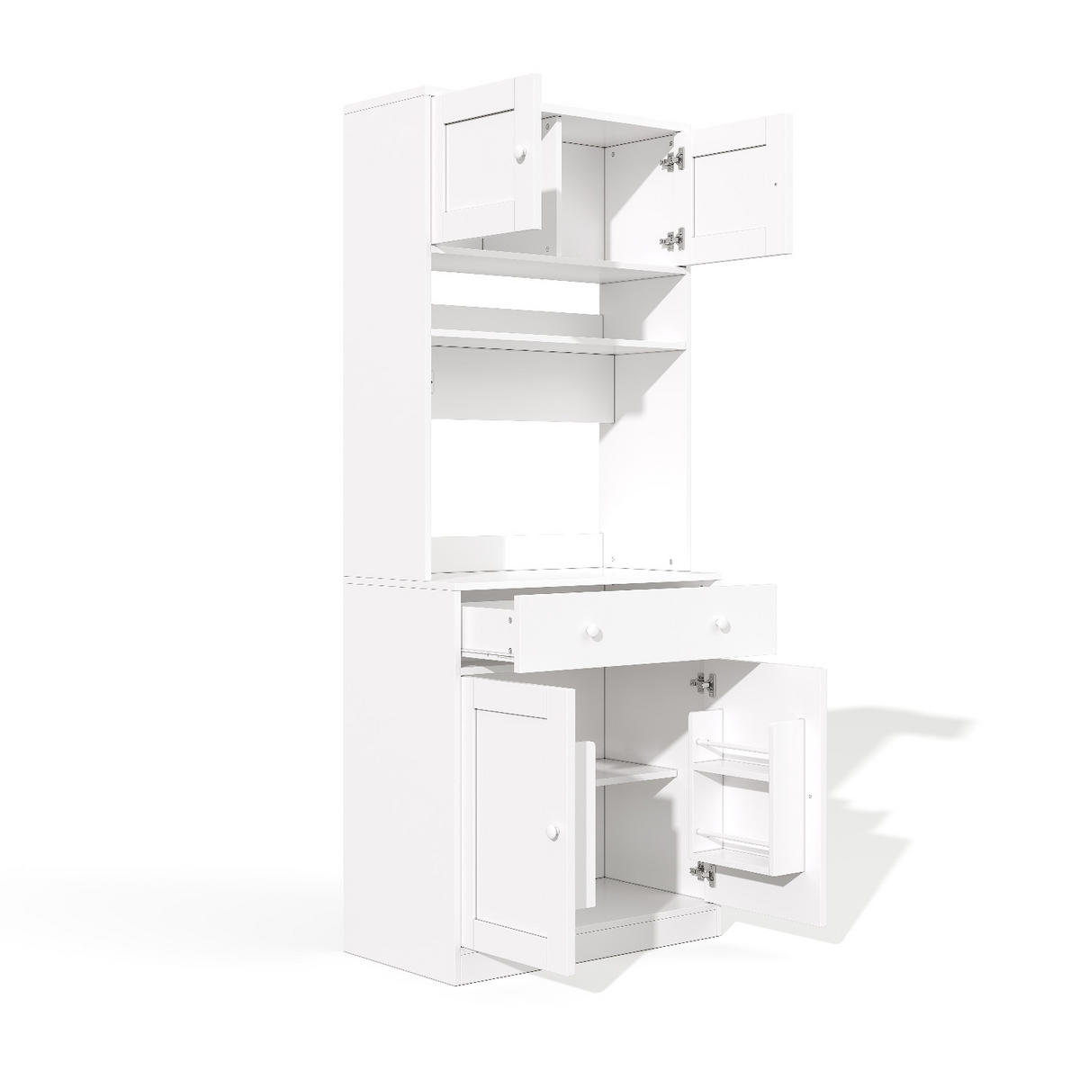 KÜCHENSCHRANK 72/180/40 cm MDF Weiß, MIT STECKDOSE UND RGB-LED, Hochschrank für Küche und Esszimmer - Weiß, Holzwerkstoff (40/180/72cm) - Rolipo