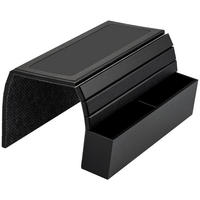 ARMLEHNEN-SOFATABLETT mit seitlichen Fächern, rutschfeste Silikonablage, Bambus, schwarz - Schwarz, Naturmaterialien (47/6/34cm) - eluno