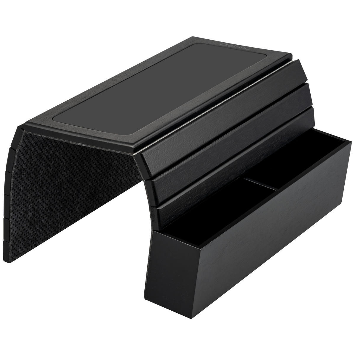 ARMLEHNEN-SOFATABLETT mit seitlichen Fächern, rutschfeste Silikonablage, Bambus, schwarz - Schwarz, Naturmaterialien (47/6/34cm) - eluno
