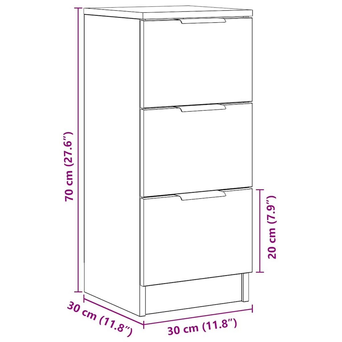 SIDEBOARD Artisan-Eiche 30/30/70 Cm Holzwerkstoff - Braun, Holzwerkstoff (30/70/30cm) - vidaXL