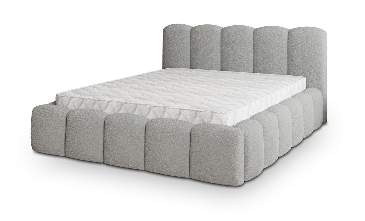 POLSTERBETT FALINA 140x200 cm mit Bettkästen - Hellgrau - Hellgrau, Holz (140/200cm) - MASSENO