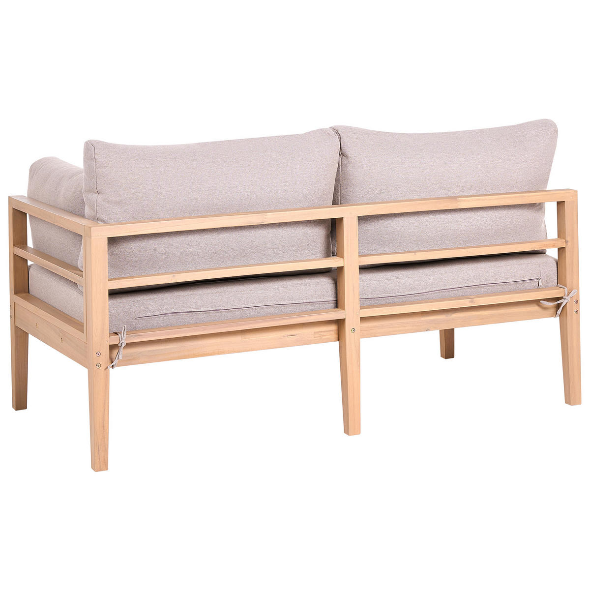 LOUNGE-SET mit Tisch 3-Sitzer Akazienholz Hellbraun Talla - Hellbraun/Beige, Holz - Beliani