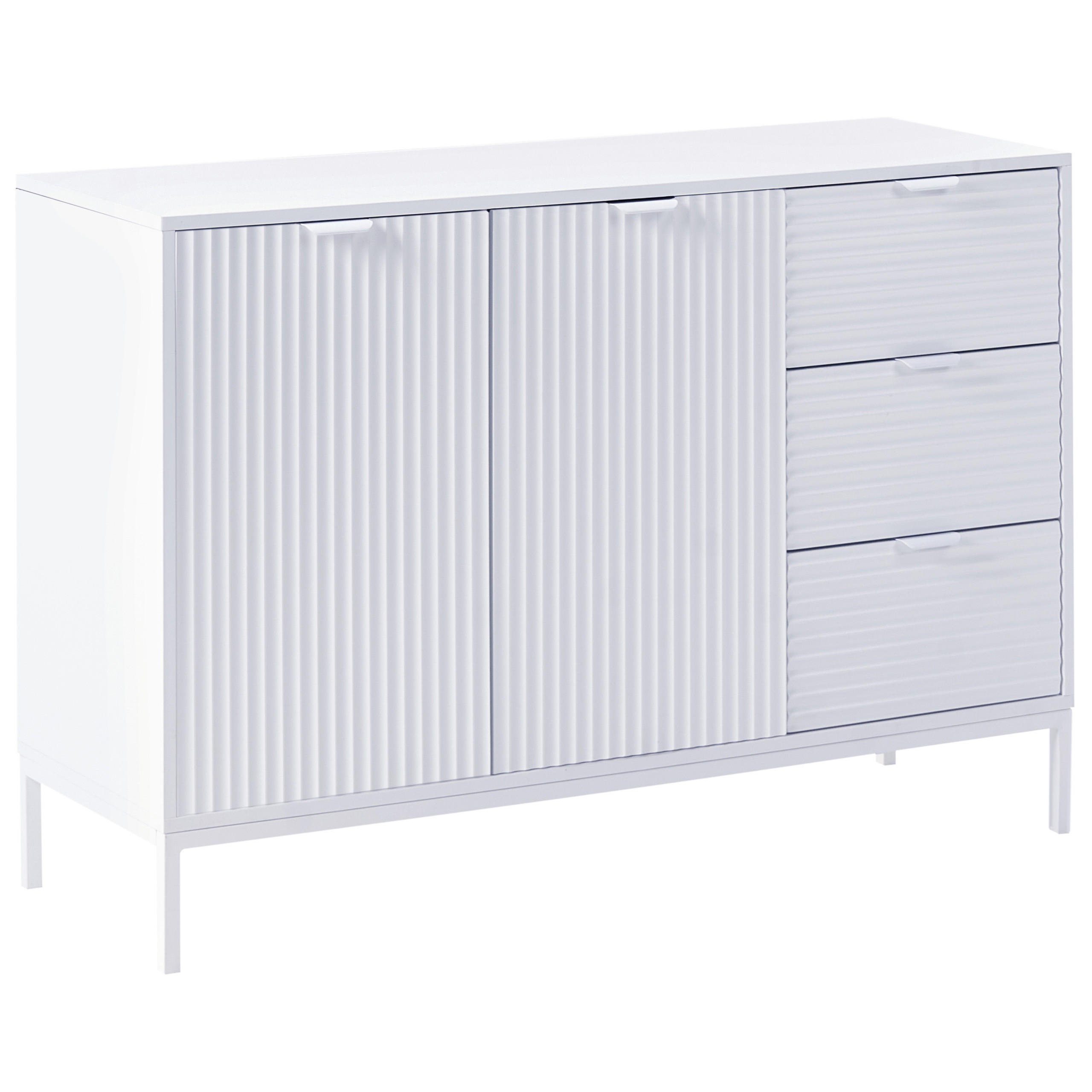 SIDEBOARD mit 2 Türen Weiß Adelaide - Weiß, Holzwerkstoff/Metall (118/80/40cm) - Beliani