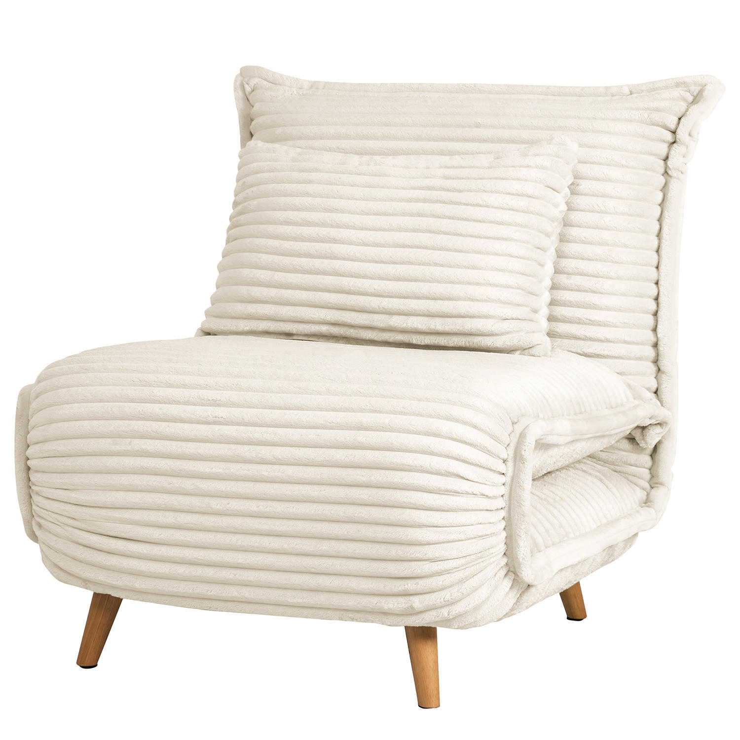 SCHLAFSESSEL - Cord / Eiche, Creme, Eiche Hell - Eichefarben/Creme, Eichenholz/Textil (76/87/92cm) - home24