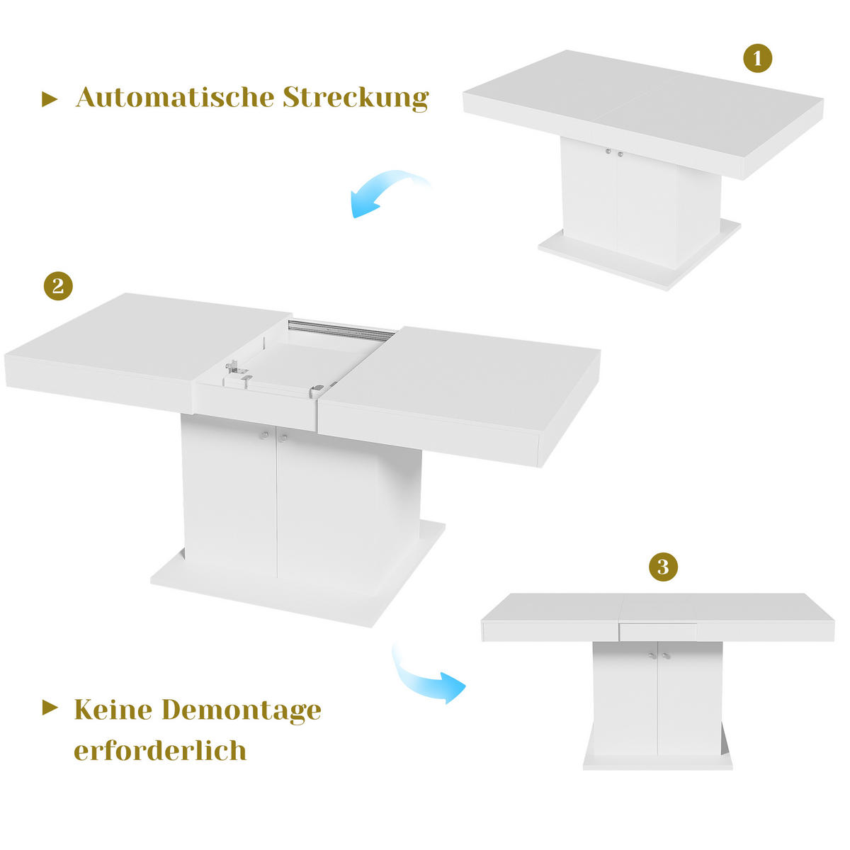 AUSZIEHTISCH Weiß 140-180/80/76 cm - Weiß, Holz (80/140/76cm) - PANGIVO