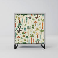 SIDEBOARD PALM SPRING, Grau, 57,5x42x67,5 cm, Schwarze Metall-Rahmenfüße - Multicolor/Schwarz, Holzwerkstoff/Metall (57.5/67.5/42cm) - SpaceRebels