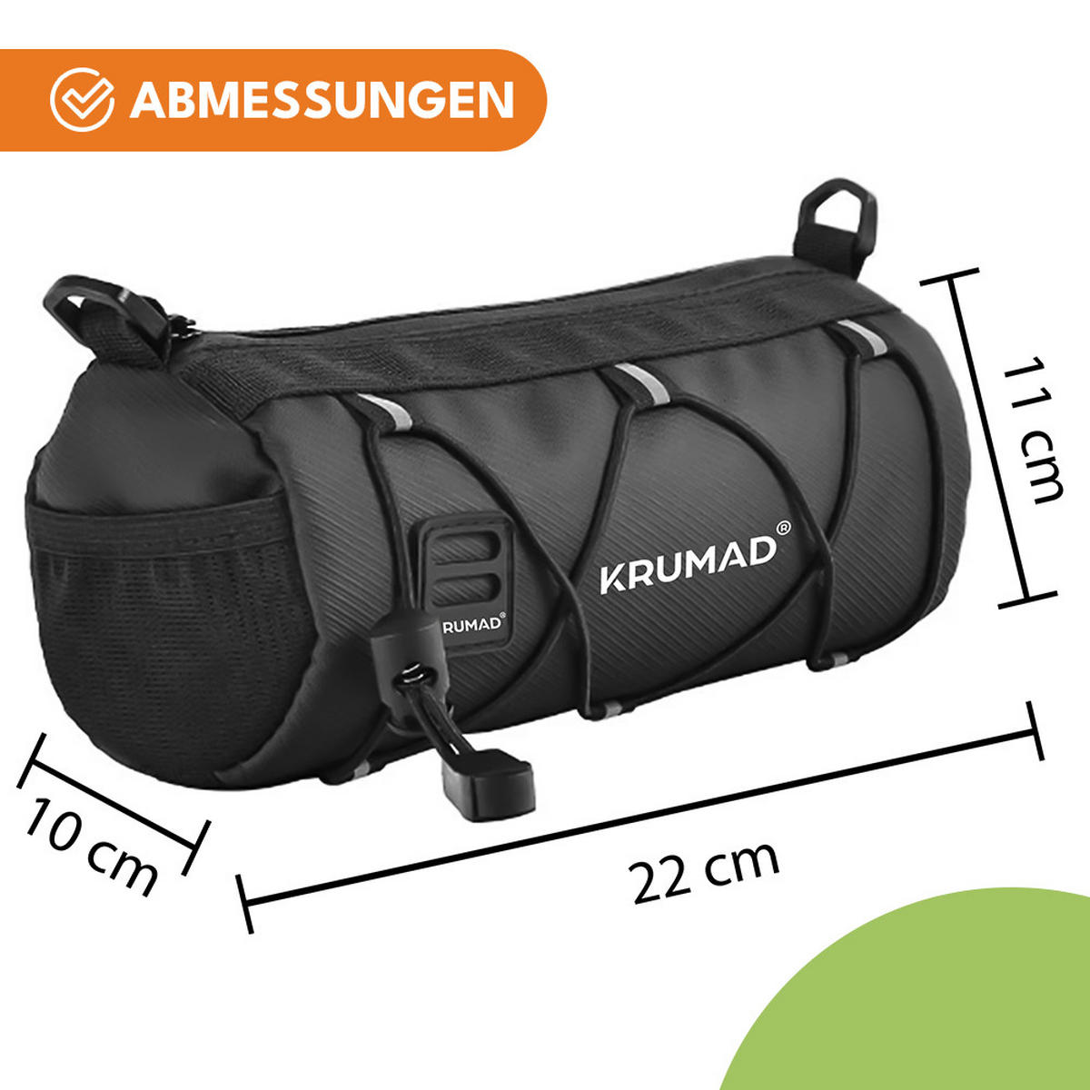 FAHRRADRAHMENTASCHE Lenkertasche Fahrrad mit Handyhalterung - Schwarz, Textil (10/11/22cm) - KRUMAD