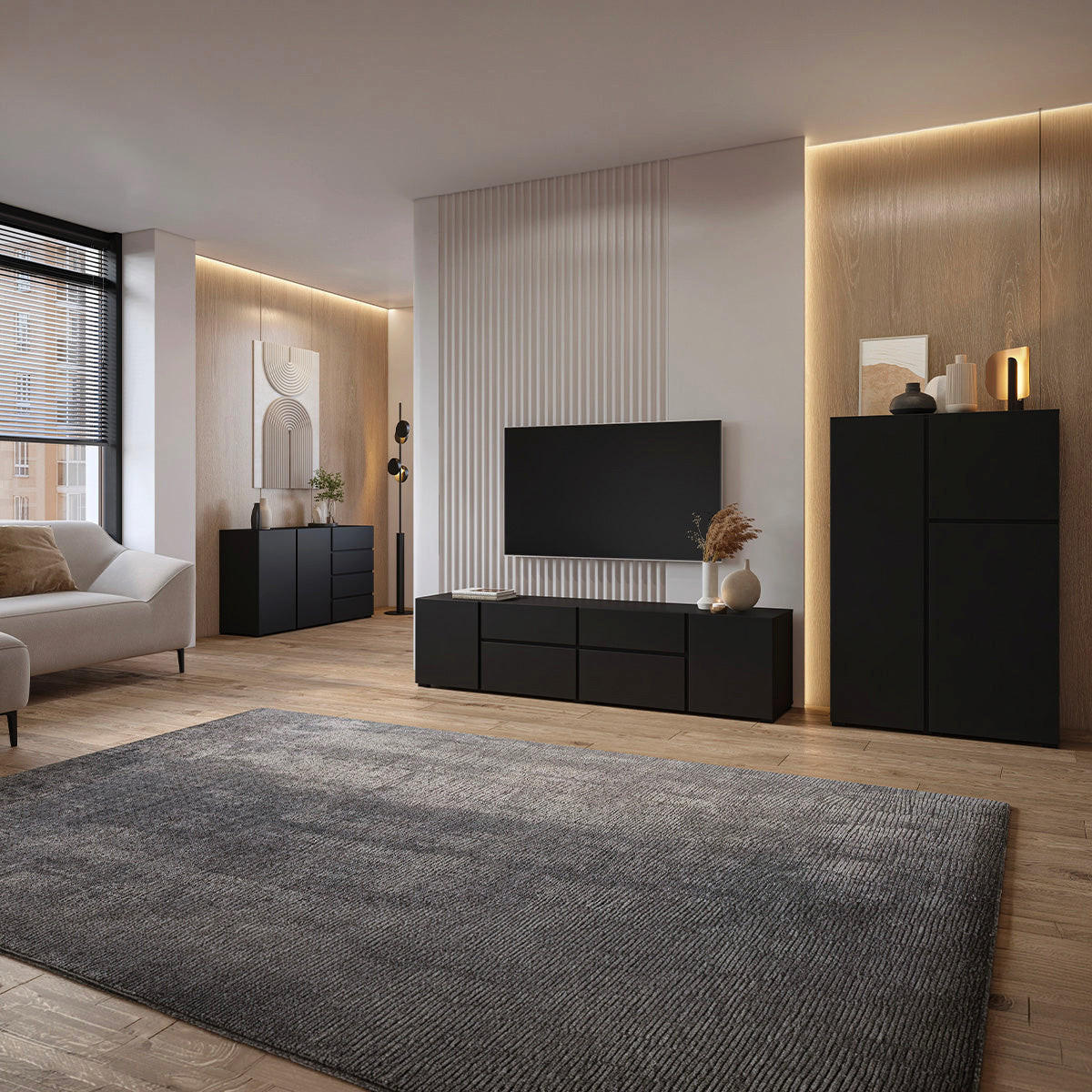 KOMODA Maxis Črna - črna, leseni material (138/78/40cm) - Petits-meubles