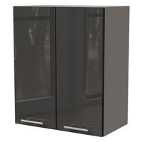 KÜCHENHÄNGESCHRANK Essen W3/60 Graphit Hochglanz / Grau Matt 60 / 32,5 / 72cm - Graphitfarben/Grau, Holz/Holzwerkstoff (60/72/32.5cm) - Feldmann-Wohnen
