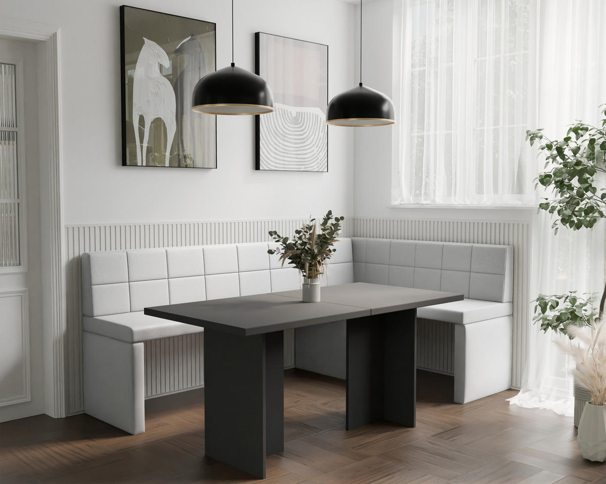 ECKBANK rechts MELVIN Kunstleder, 142/196 cm Weiß - Weiß, Holz/Kunststoff (142/196cm) - Idohome