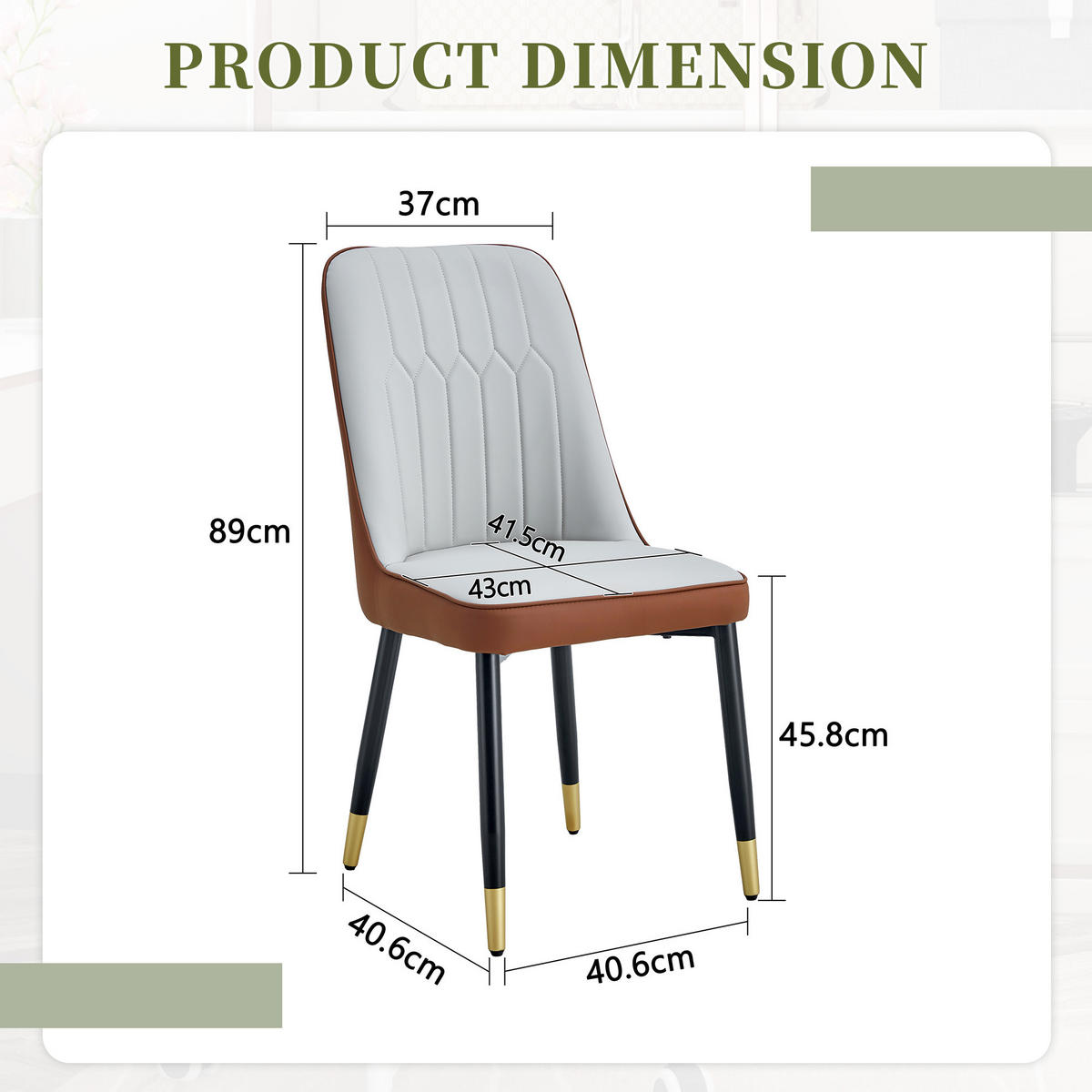 STUHL-SET DE-36511 2 Stück mit PU-Bezug und Metallbeinen Hellgrau/Braun - Graubraun, Metall (41.5/89/43cm) - ComfortXL