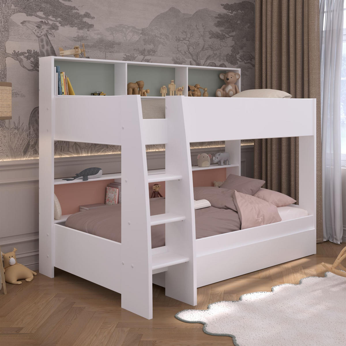 ETAGENBETT Parisot Leo 11 mit Bettschublade 90x200 Holzdekor Weiß - Weiß, Kunststoff (90/200cm) - 58aufmkessel