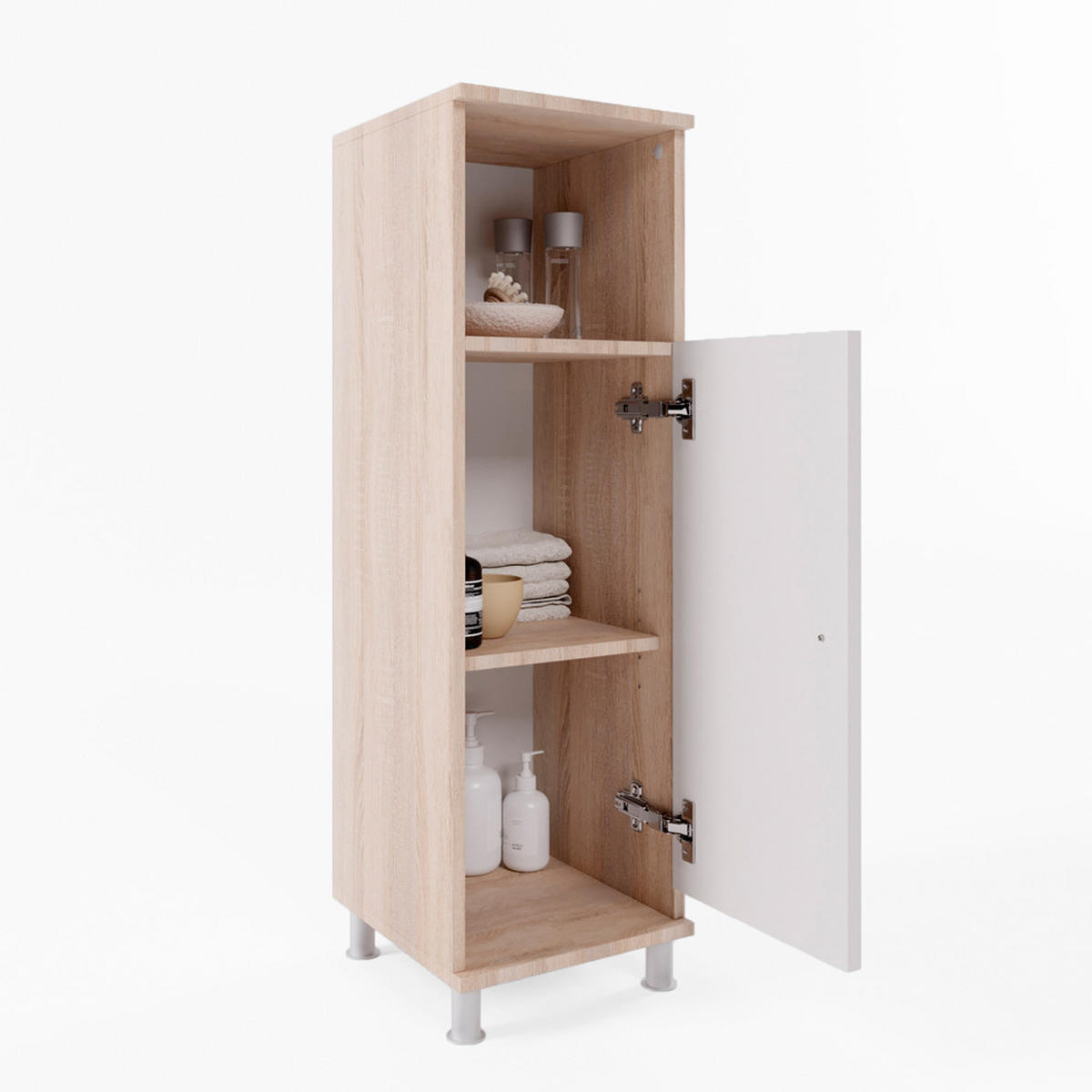 MIDISCHRANK Fynn Sonoma/Weiß 30 x 95 cm - Weiß/Sonoma Eiche, Holzwerkstoff (30/95/30cm) - Vicco