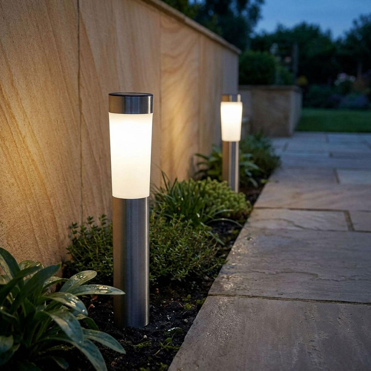 LED AUSSENLEUCHTE Solar Silber 2er Set - Silberfarben, Metall (7.5/7.5/56cm)