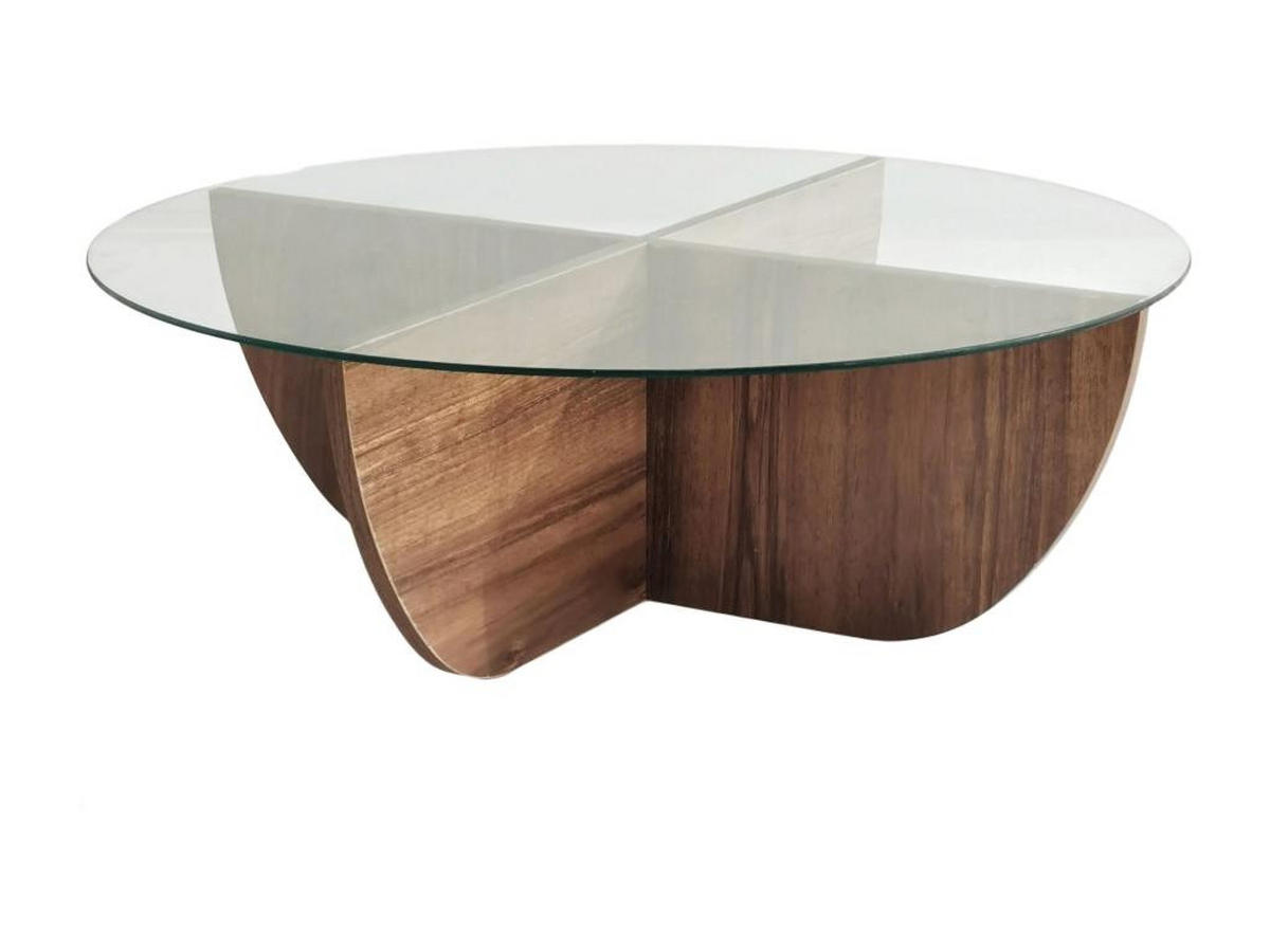COUCHTISCH - Sicherheitsglas - Holzfarben & Transparent - AYSUN - Dunkelbraun, Holz (90/90/30cm) - Vente-Unique