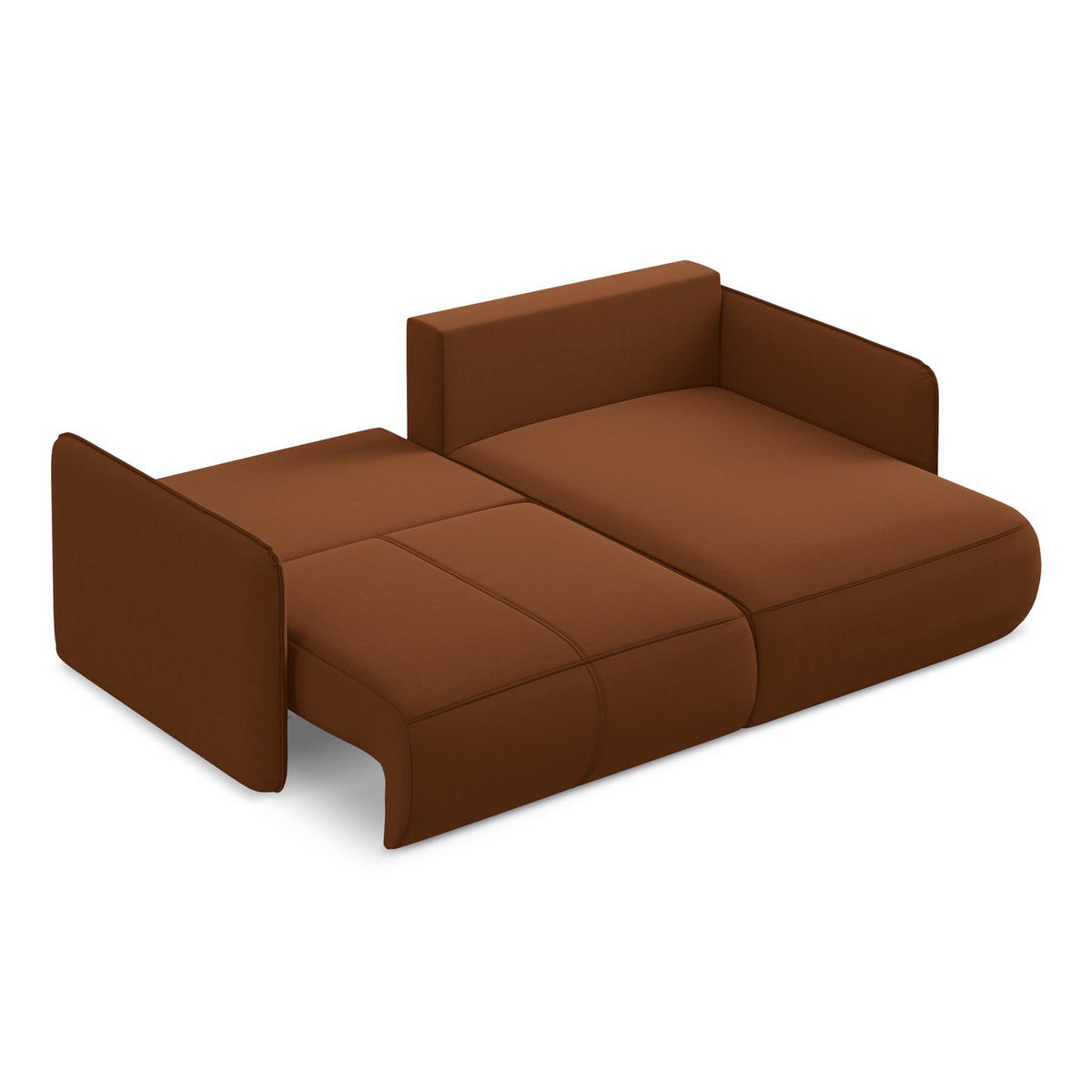 ECKSOFA mit Schlaffunktion Samt Stoff Orange - Terracotta/Schwarz, Kunststoff/Textil (207/148cm) - LaMiaSofa
