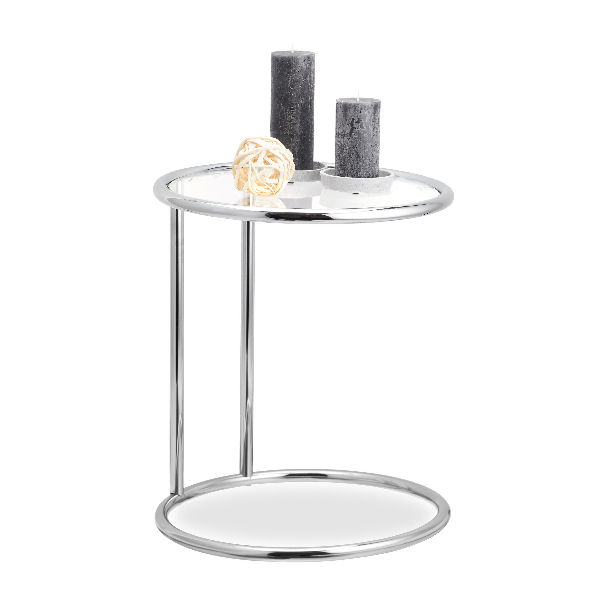 BEISTELLTISCH - Silberfarben, Glas/Kunststoff (44.5/44.5/53cm) - Relaxdays