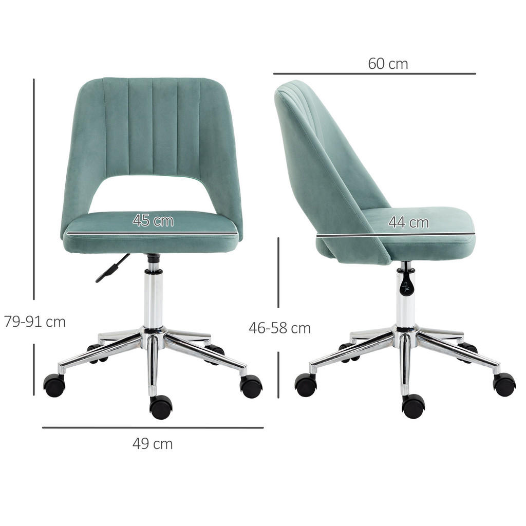 Thumbnail - Vinsetto Schreibtischstuhl, Grün, Textil, 49x91x60 cm, Arbeitszimmer, Bürostühle, Drehstühle