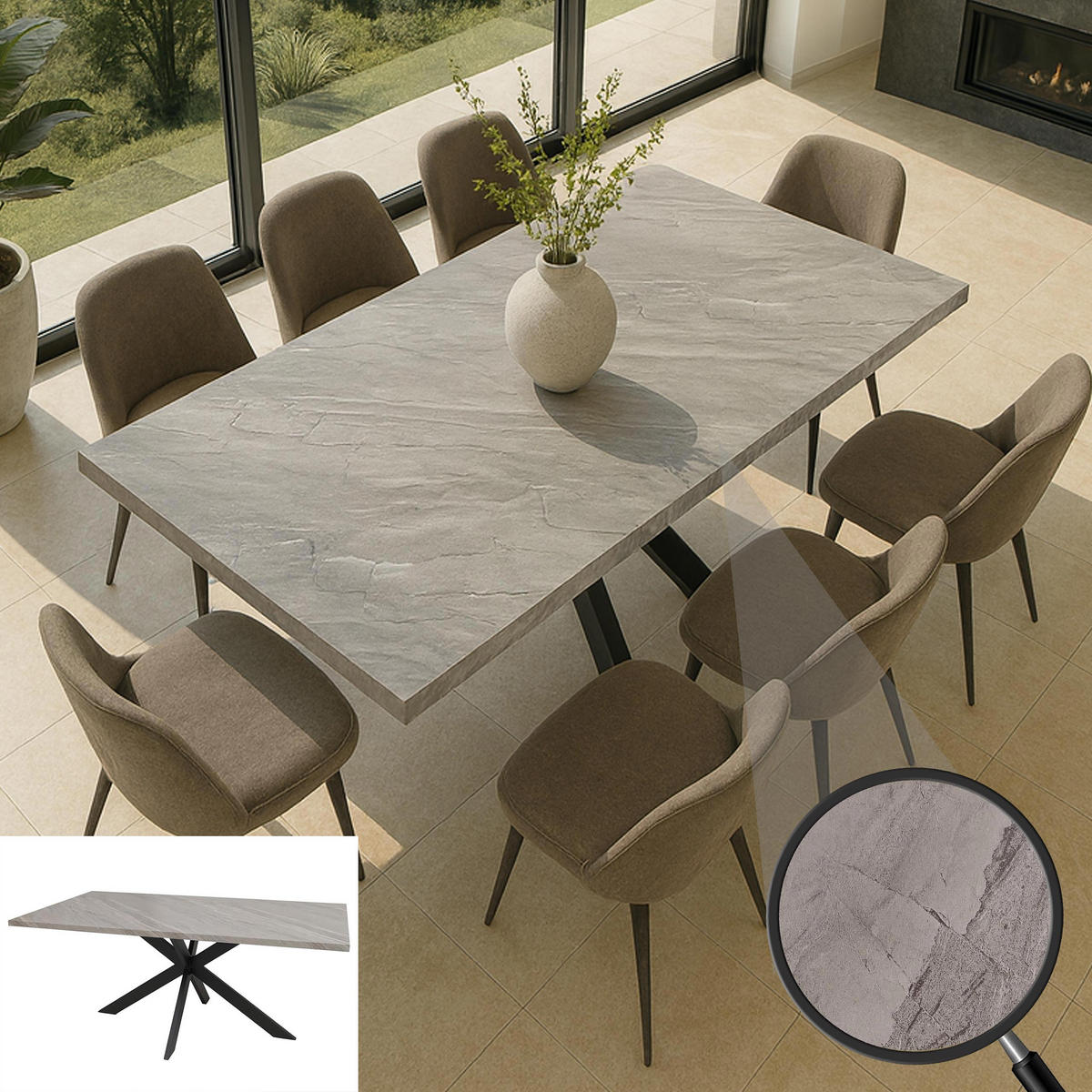 ESSZIMMERTISCH eckig Grau - Grau, Holzwerkstoff (90/180/76cm) - MCW