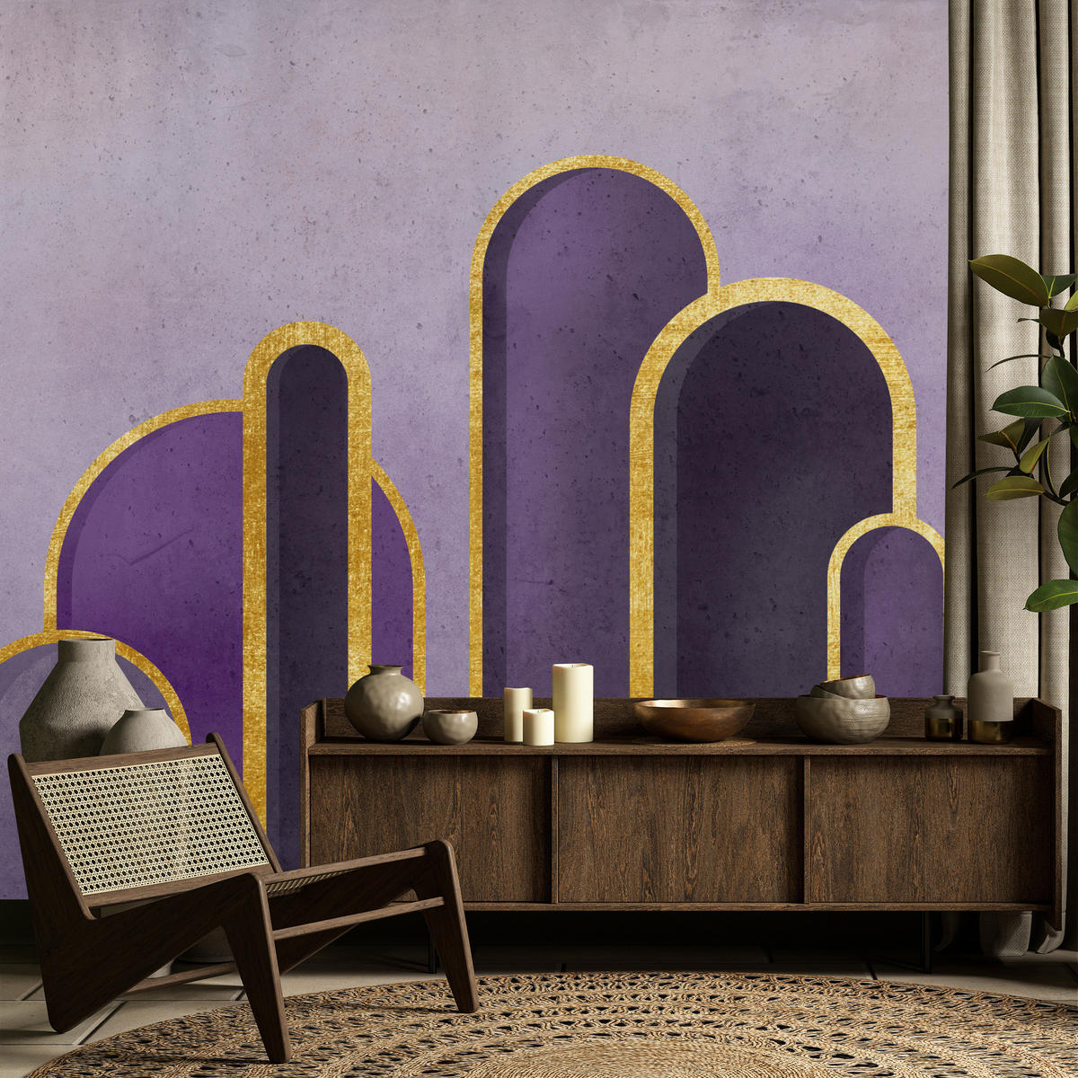 FOTOTAPETE Geometrische Muster Abstraktion Glamour 250x175 - Gelb/Beige, Papier (250/175cm) - Muralo