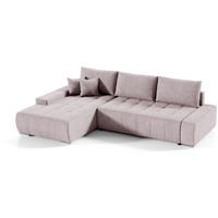 ECKSCHLAFSOFA Draco L Rosa - Silberfarben/Rosa, Textil/Metall (267/186cm) - Beautysofa