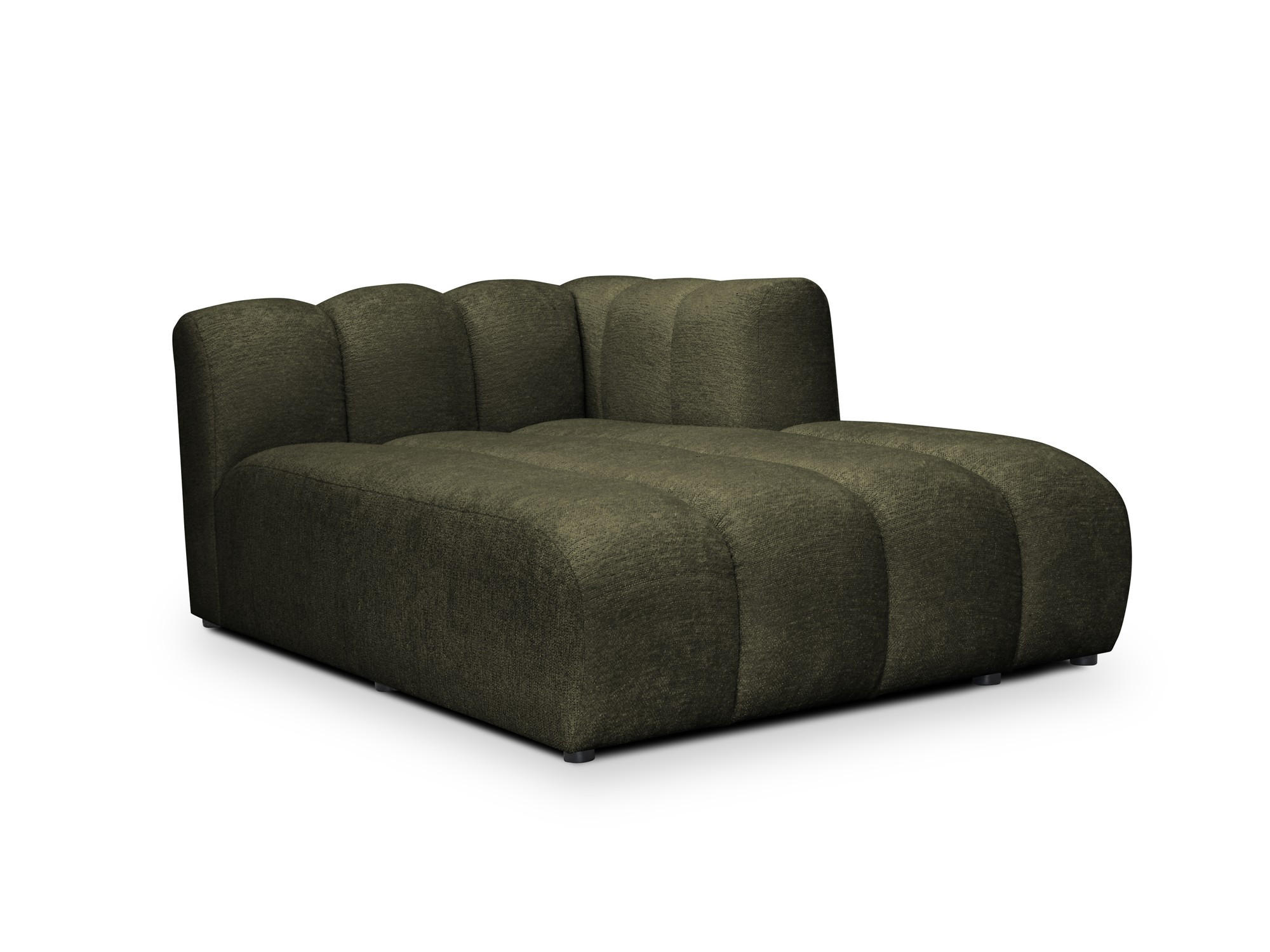 SOFAELEMENT Rechts Chenille Stoff Grün - Schwarz/Olivgrün, Holzwerkstoff/Kunststoff (179/70/113cm) - Makamii