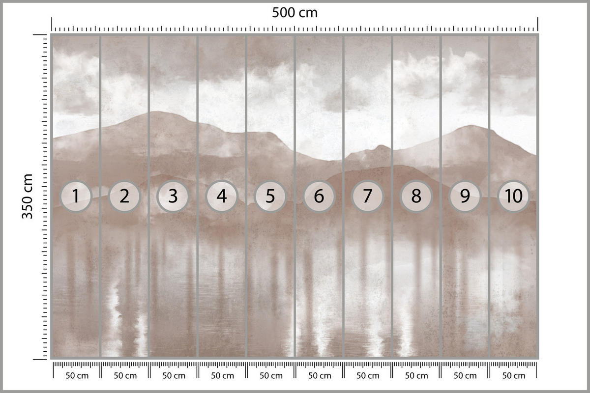 FOTOTAPETE für Schlafzimmer Beige Berglandschaft Nebelwald Vintage500x350 - Beige/Braun, Papier (500/350cm) - Muralo